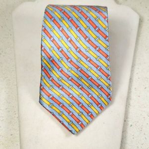Michael Kors Men's Lite Blue Red Yellow Silk Dress Necktie